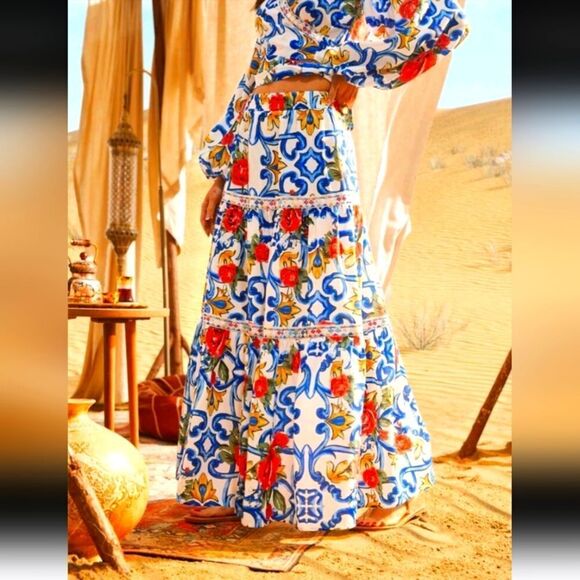 Colorful Patterned Long Dress - Picture 1 of 6